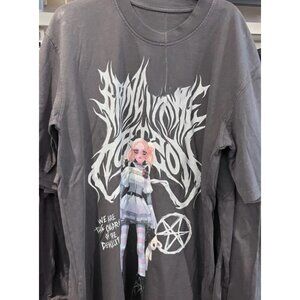 Metalcore Band Style Graphic T-shirt - Gothic Anime Girl Dark Aesthetic Tee